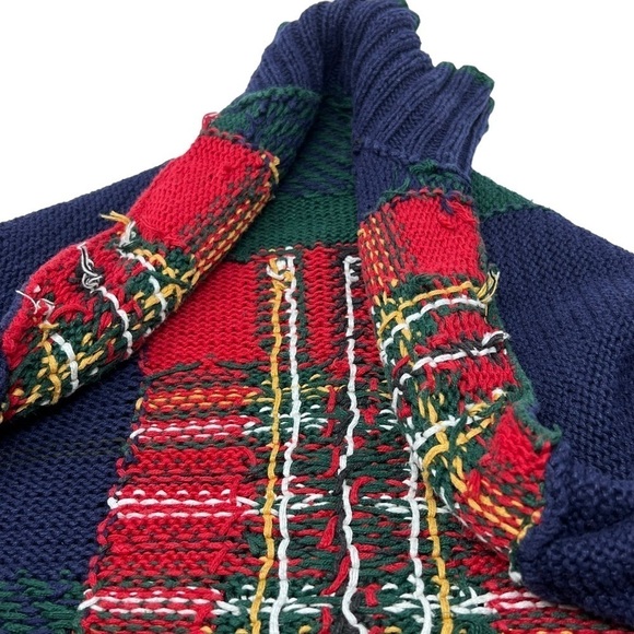 VTG Limited Oversized Hand Knit Color Block High Neck Sweater Size S Patchwork - Picture 13 of 15